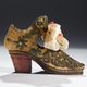 Bata Shoe Museum | 327 Bloor Street West | Toronto | Ontario | M5S 1W7 | 416-979-7799 | www.batashoemuseum.ca 2 Fren ch or English, mid-17th century This small shoe dates to the middle of the 17th century and was most likely made for a well-todo boy. The fact that the wearer was male is suggested by the shape and type of heel. Stacked leather ‘polony’ heels were popular on men’s footwear at this time. That the child was well off is indicated by the height of the heel, its marked impracticality helped to declare the wearer’s privilege. The heel is also painted red in keeping with the fashion of the day. Collection of the Bata Shoe Museum Photo credit: Image